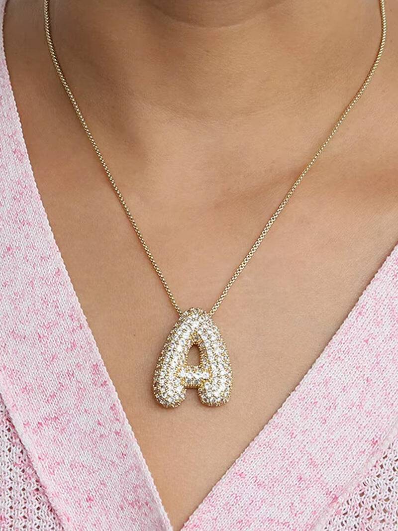 Pavé Letter Necklace Jewelry