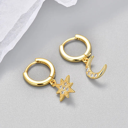Clara Star Moon Hoop Piercing
