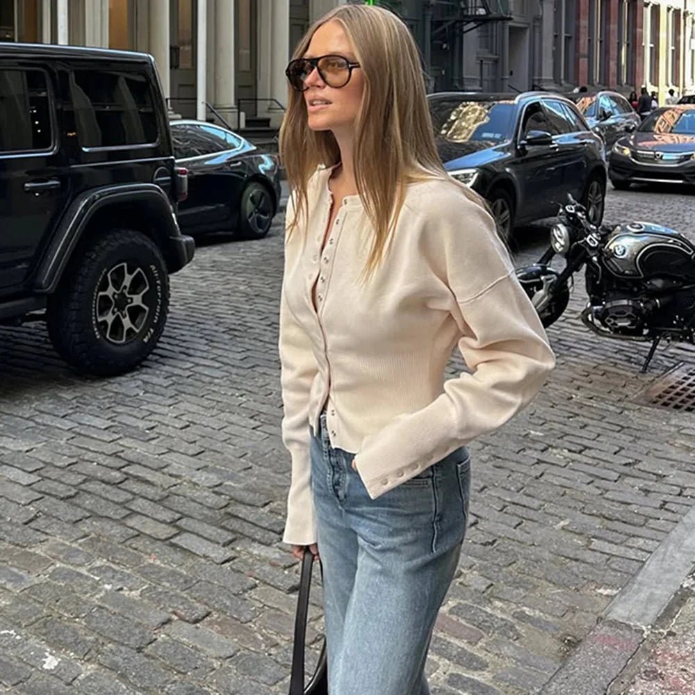 ZEYA - Alicia Cardigan Sweater with Round Neck