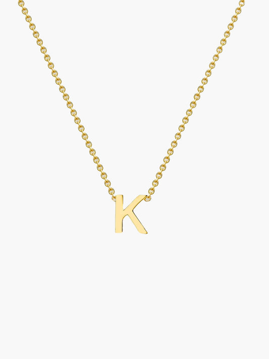 ZEYA - Bexley Gold Initial Necklace - 14k Gold Plated Stainless Steel, Adjustable 45cm
